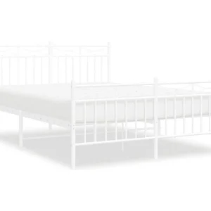 Bedframe met hoofd- en voeteneinde metaal wit 140×190 cm Bedframe met hoofd- en voeteneinde metaal wit 140×190 cm