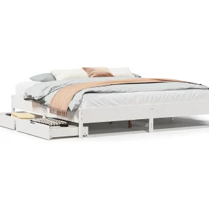 Bedframe zonder matras massief grenenhout wit 200×200 cm Bedframe zonder matras massief grenenhout wit 200×200 cm