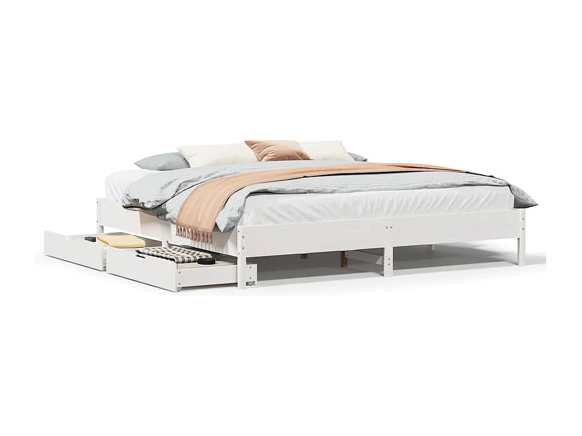 Bedframe zonder matras massief grenenhout wit 200x200 cm