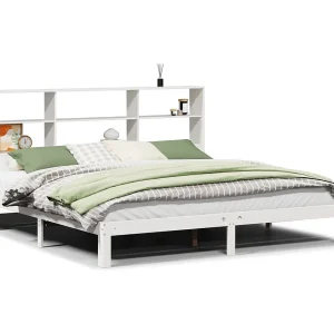 Bed met boekenkast zonder matras grenenhout wit 180×200 cm Bed met boekenkast zonder matras grenenhout wit 180×200 cm