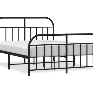Bedframe met voetbord zonder matras metaal zwart 160×200 cm Bedframe met voetbord zonder matras metaal zwart 160×200 cm