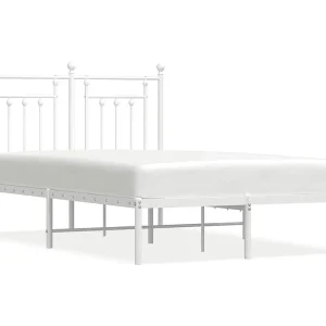 Bedframe met hoofdbord metaal wit 120×200 cm Bedframe met hoofdbord metaal wit 120×200 cm