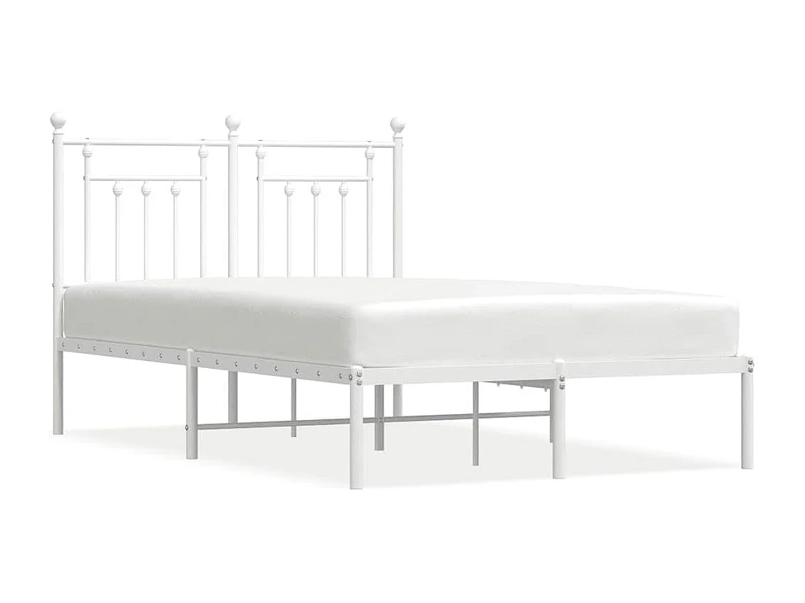 Bedframe met hoofdbord metaal wit 120x200 cm