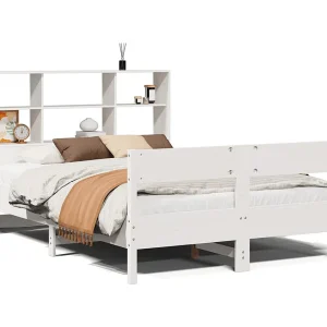 Bed met boekenkast zonder matras grenenhout wit 140×190 cm Bed met boekenkast zonder matras grenenhout wit 140×190 cm