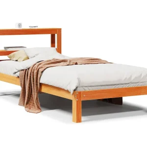Bedframe zonder matras massief grenenhout wasbruin 75×190 cm Bedframe zonder matras massief grenenhout wasbruin 75×190 cm
