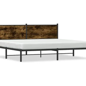 Bedframe zonder matras metaal gerookt eikenkleurig 193×203 cm Bedframe zonder matras metaal gerookt eikenkleurig 193×203 cm