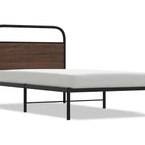 Bedframe zonder matras bewerkt hout bruin eikenkleur 100×190 cm Bedframe zonder matras bewerkt hout bruin eikenkleur 100×190 cm