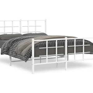 Bedframe met hoofd- en voeteneinde metaal wit 140×190 cm Bedframe met hoofd- en voeteneinde metaal wit 140×190 cm