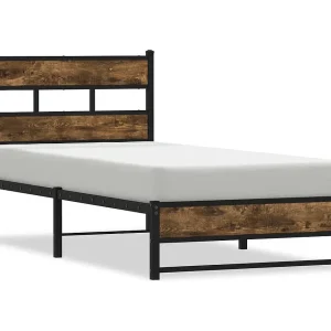 Bedframe zonder matras metaal gerookt eikenkleurig 90×190 cm Bedframe zonder matras metaal gerookt eikenkleurig 90×190 cm
