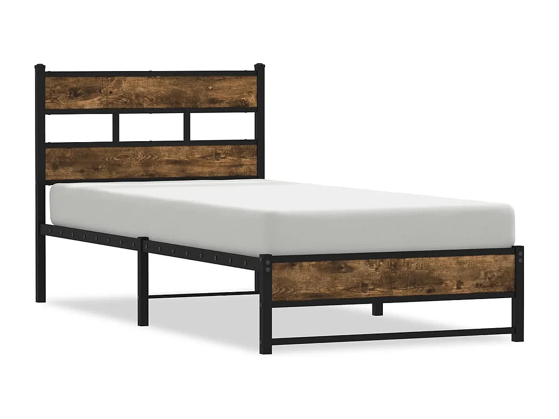 Bedframe zonder matras metaal gerookt eikenkleurig 90x190 cm