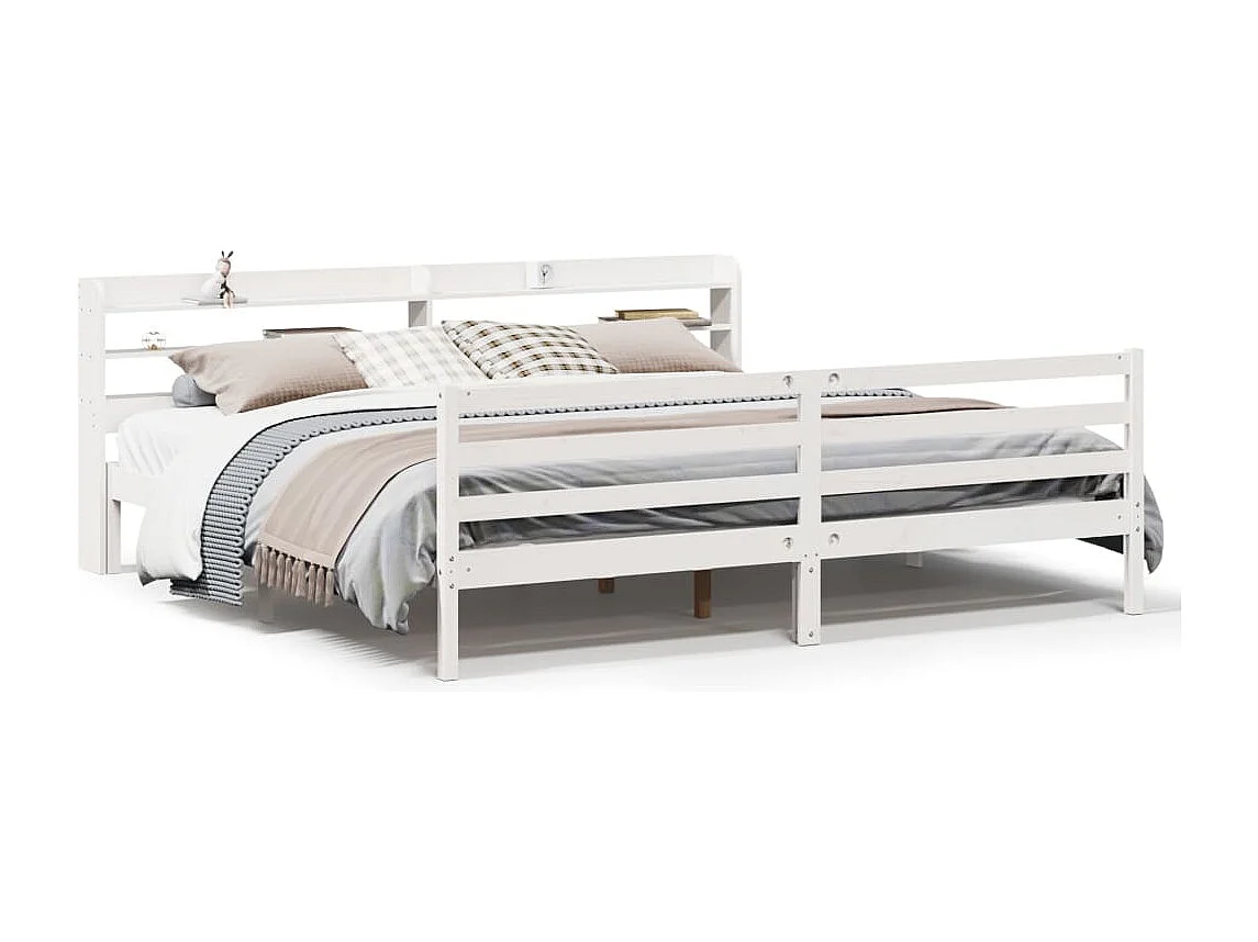 Bedframe met hoofdeinde zonder matras 200x200 cm wit