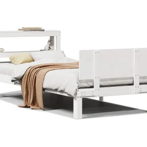 Bedframe met hoofdeinde zonder matras 90×200 cm wit Bedframe met hoofdeinde zonder matras 90×200 cm wit