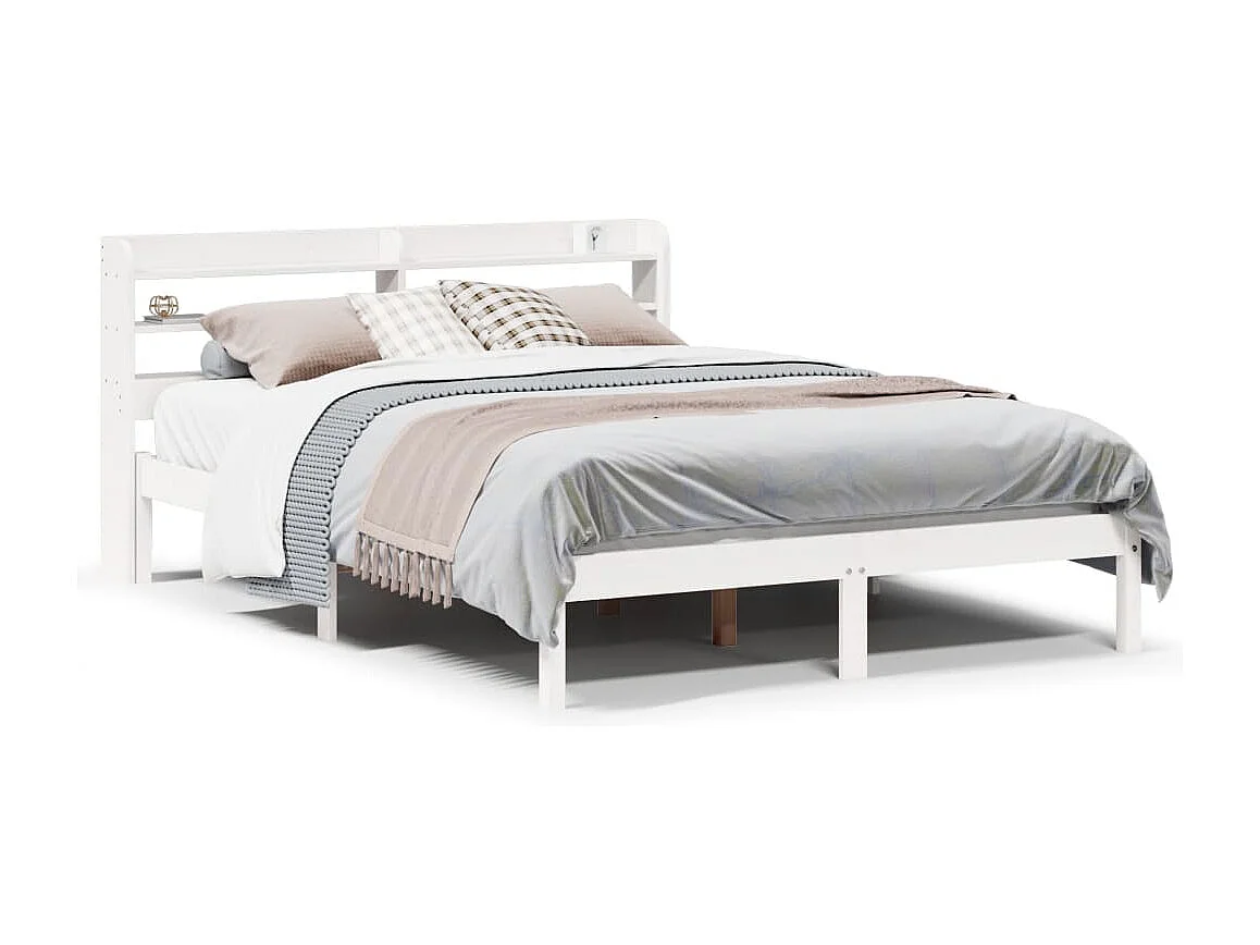 Bedframe zonder matras massief grenenhout wit 160x200 cm