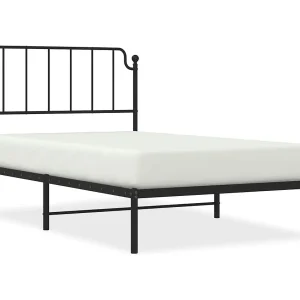 Bedframe met hoofdbord metaal zwart 107×203 cm Bedframe met hoofdbord metaal zwart 107×203 cm