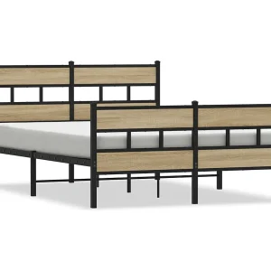 Bedframe zonder matras metaal sonoma eikenkleurig 160×200 cm Bedframe zonder matras metaal sonoma eikenkleurig 160×200 cm