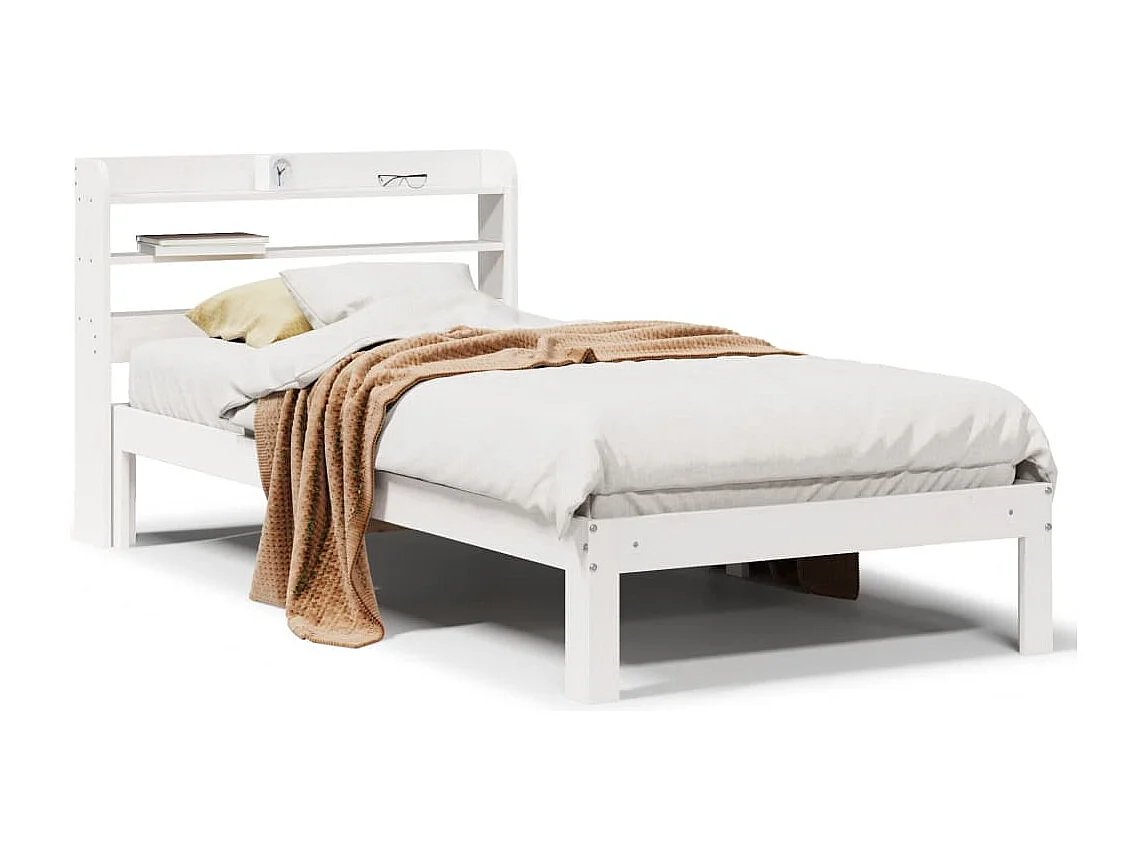 Bedframe met hoofdeinde zonder matras 100x200 cm wit