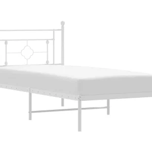 Bedframe met hoofdbord metaal wit 90×200 cm