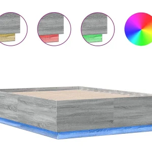 Bedframe met LED-verlichting grijs sonoma eiken 120×190 cm Bedframe met LED-verlichting grijs sonoma eiken 120×190 cm