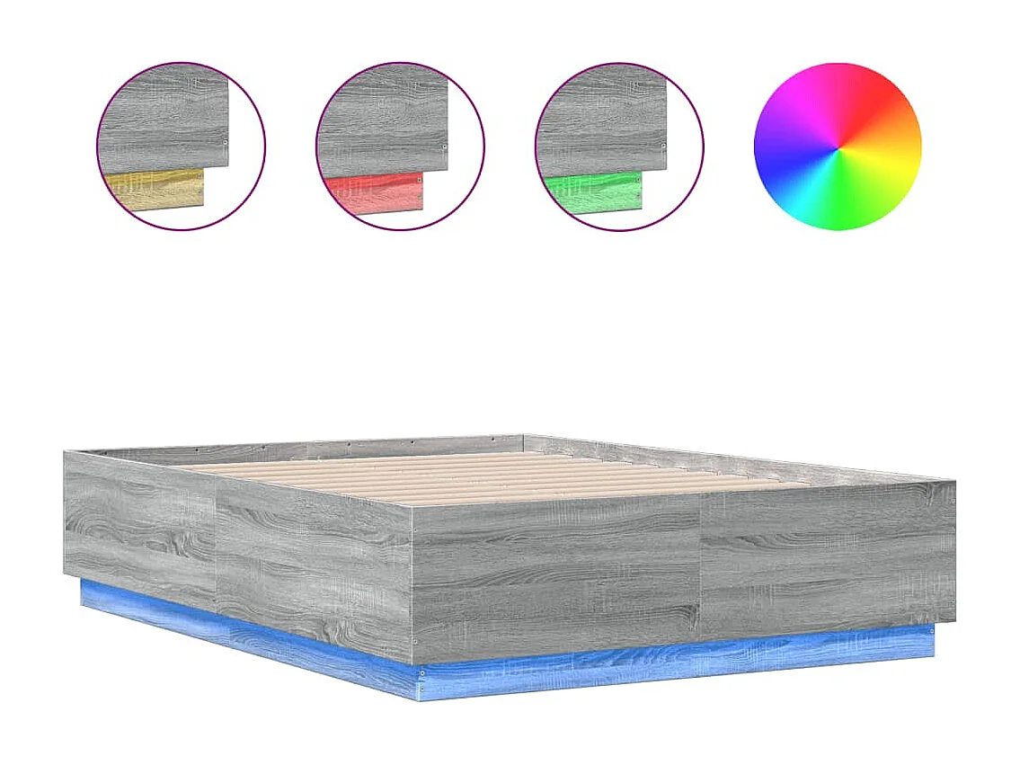 Bedframe met LED-verlichting grijs sonoma eiken 120x190 cm