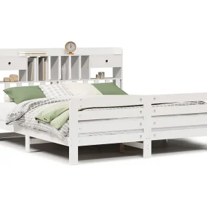 Bed met boekenkast zonder matras grenenhout wit 180×200 cm Bed met boekenkast zonder matras grenenhout wit 180×200 cm