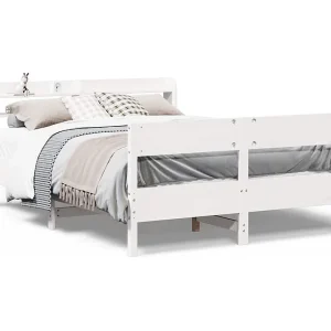 Bedframe zonder matras massief grenenhout wit 120×190 cm Bedframe zonder matras massief grenenhout wit 120×190 cm