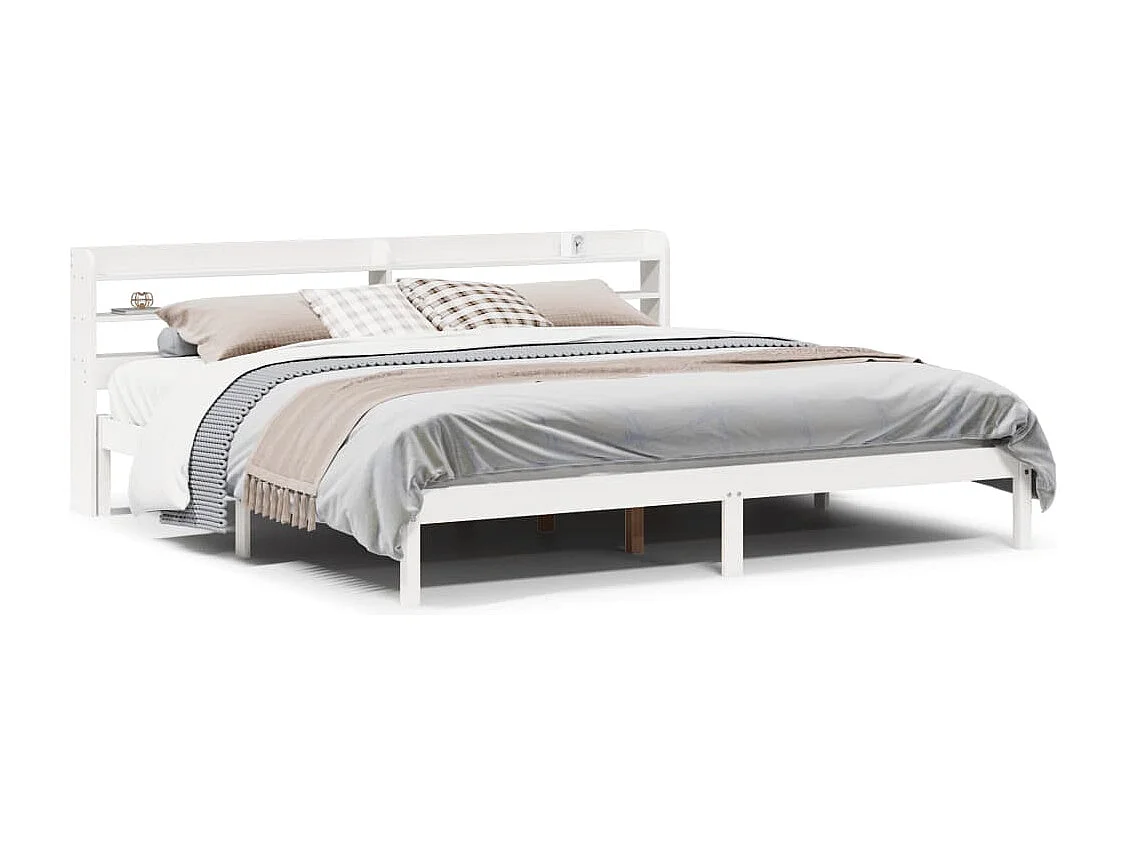 Bedframe zonder matras massief grenenhout wit 200x200 cm
