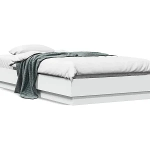 Bedframe bewerkt hout wit 90×190 cm