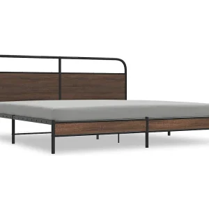 Bedframe zonder matras metaal bruin eikenkleurig 200×200 cm Bedframe zonder matras metaal bruin eikenkleurig 200×200 cm