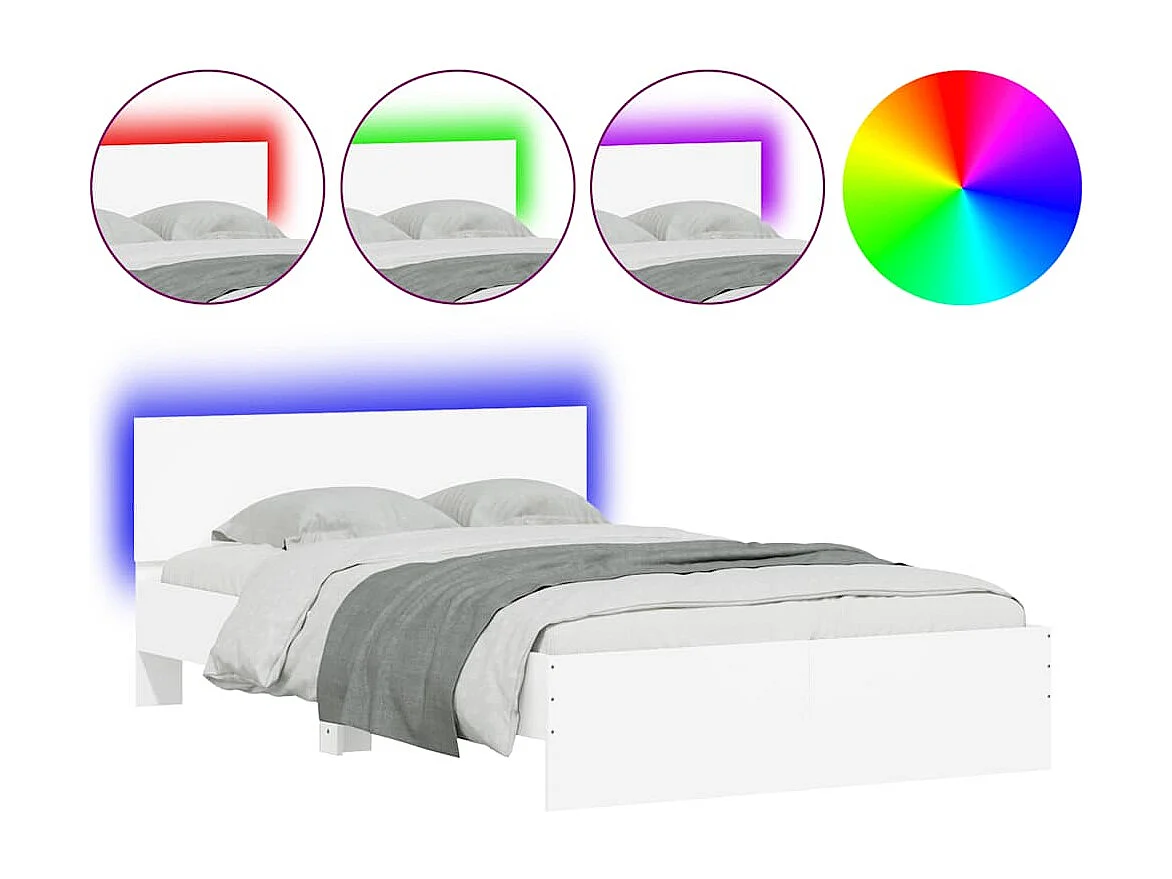 Bedframe met hoofdeinde en LED wit 140x200 cm