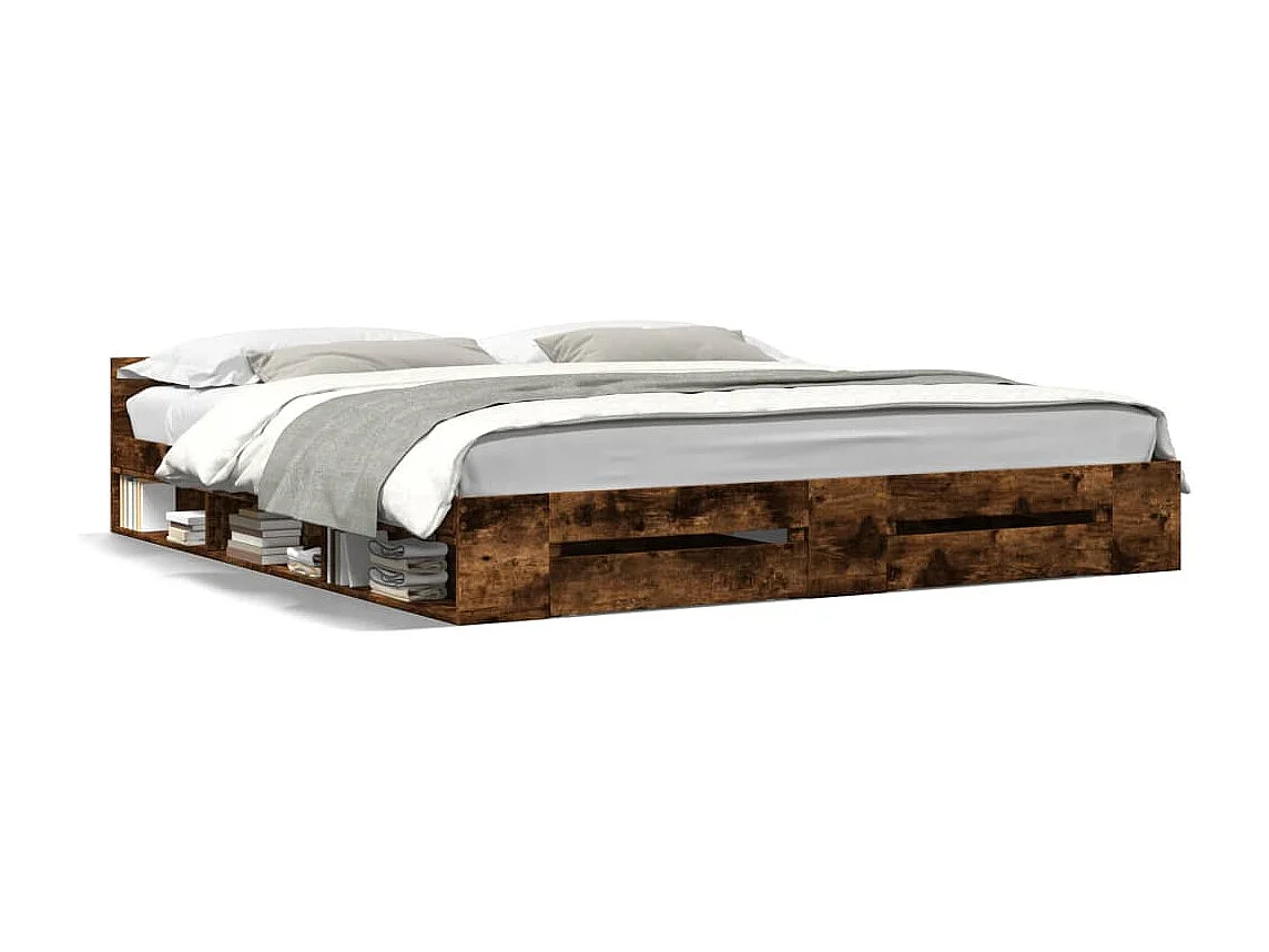 Bedframe met lades bewerkt hout gerookt eikenkleurig 200x200 cm