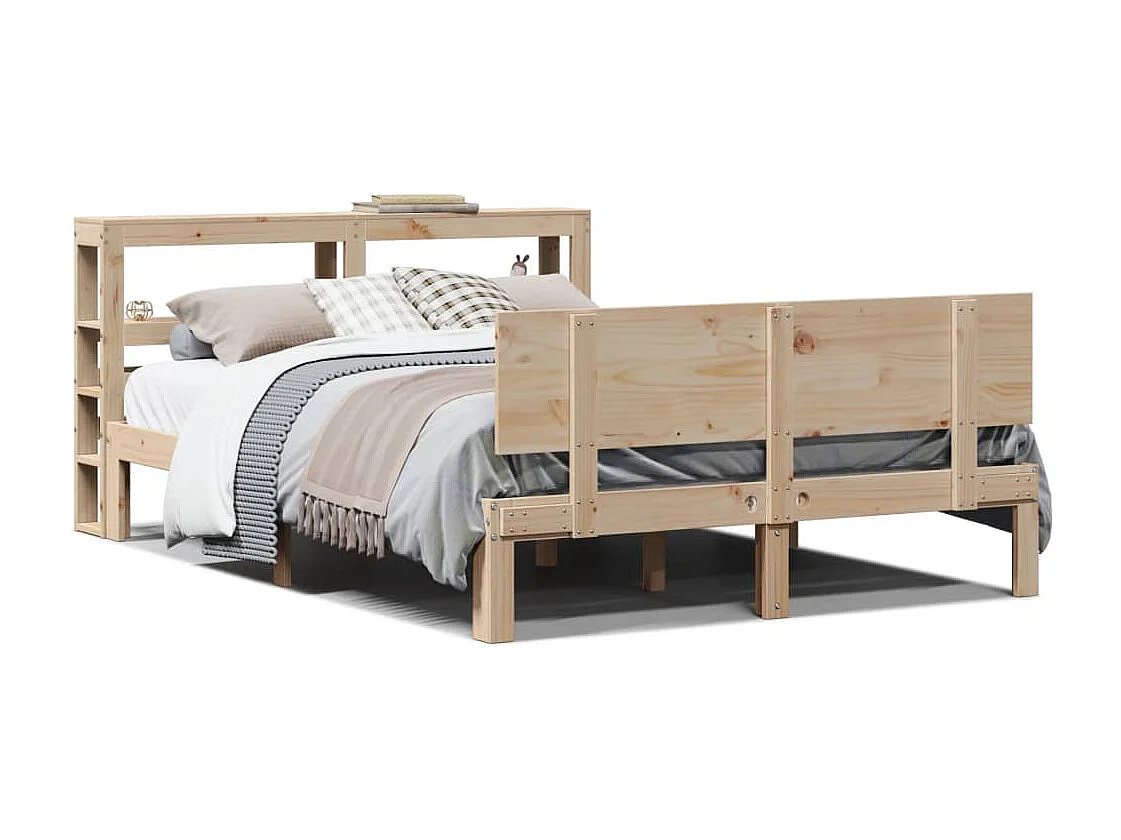 Bedframe met hoofdbord massief grenenhout 120x190 cm
