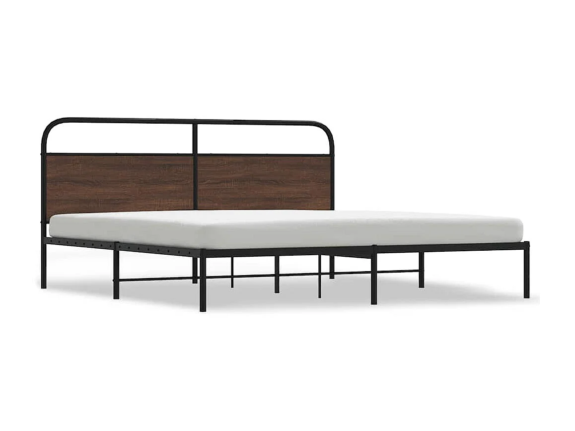 Bedframe zonder matras metaal bruin eikenkleur 193x203 cm