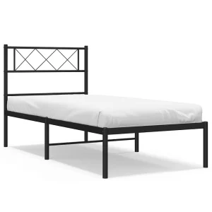 Bedframe met hoofdbord metaal zwart 107×203 cm Bedframe met hoofdbord metaal zwart 107×203 cm
