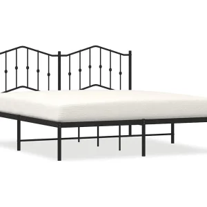 Bedframe met hoofdbord metaal zwart 180×200 cm Bedframe met hoofdbord metaal zwart 180×200 cm