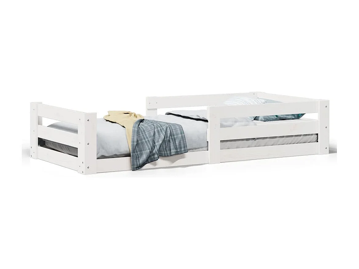 Bedframe zonder matras massief grenenhout wit 140x200 cm