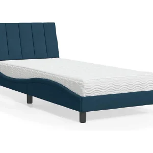 Bed met matras "Hanko" fluweel blauw 80×200 cm