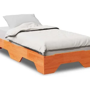 Bedframe zonder matras stapelbaar wasbruin 75×190 cm hout Bedframe zonder matras stapelbaar wasbruin 75×190 cm hout