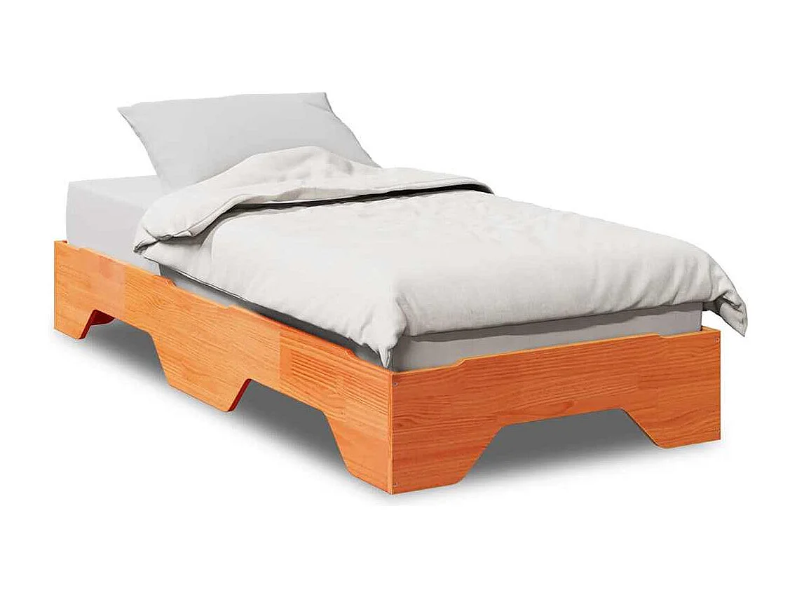 Bedframe zonder matras stapelbaar wasbruin 75x190 cm hout