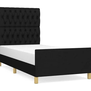 Bedframe zonder matras 100×200 cm stof zwart Bedframe zonder matras 100×200 cm stof zwart