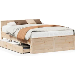 Bedframe zonder matras met hoofdbord grenenhout 140×190 cm Bedframe zonder matras met hoofdbord grenenhout 140×190 cm