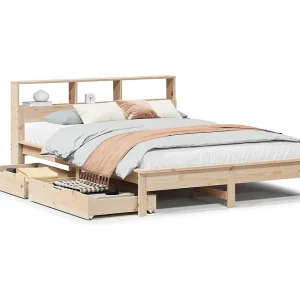 Bed met boekenkast zonder matras massief grenenhout 140×190 cm Bed met boekenkast zonder matras massief grenenhout 140×190 cm