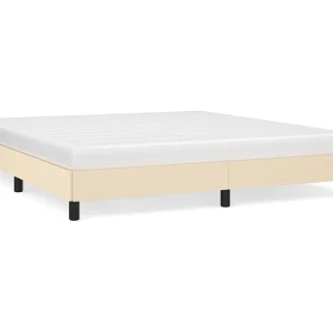 Bedframe zonder matras stof crèmekleurig 160×200 cm Bedframe zonder matras stof crèmekleurig 160×200 cm