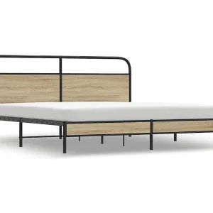 Bedframe zonder matras metaal gerookt eikenkleurig 183×213 cm Bedframe zonder matras metaal gerookt eikenkleurig 183×213 cm