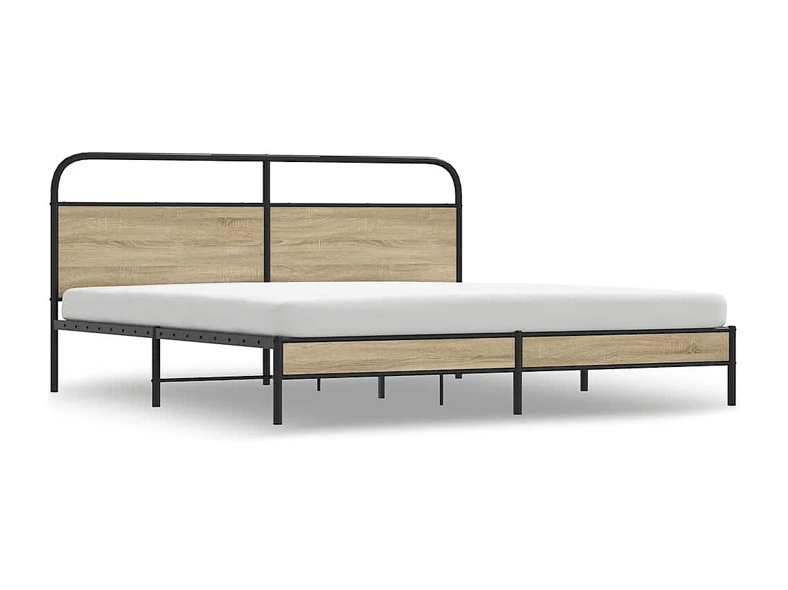 Bedframe zonder matras metaal gerookt eikenkleurig 183x213 cm