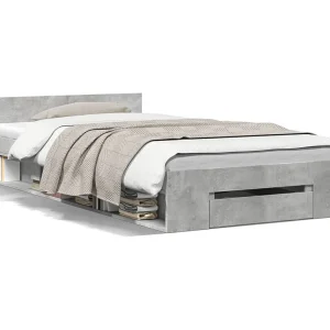 Bedframe met lade bewerkt hout betongrijs 100×200 cm Bedframe met lade bewerkt hout betongrijs 100×200 cm