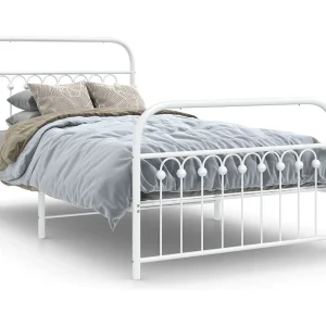 Bedframe met hoofd- en voeteneinde metaal wit 100×200 cm Bedframe met hoofd- en voeteneinde metaal wit 100×200 cm