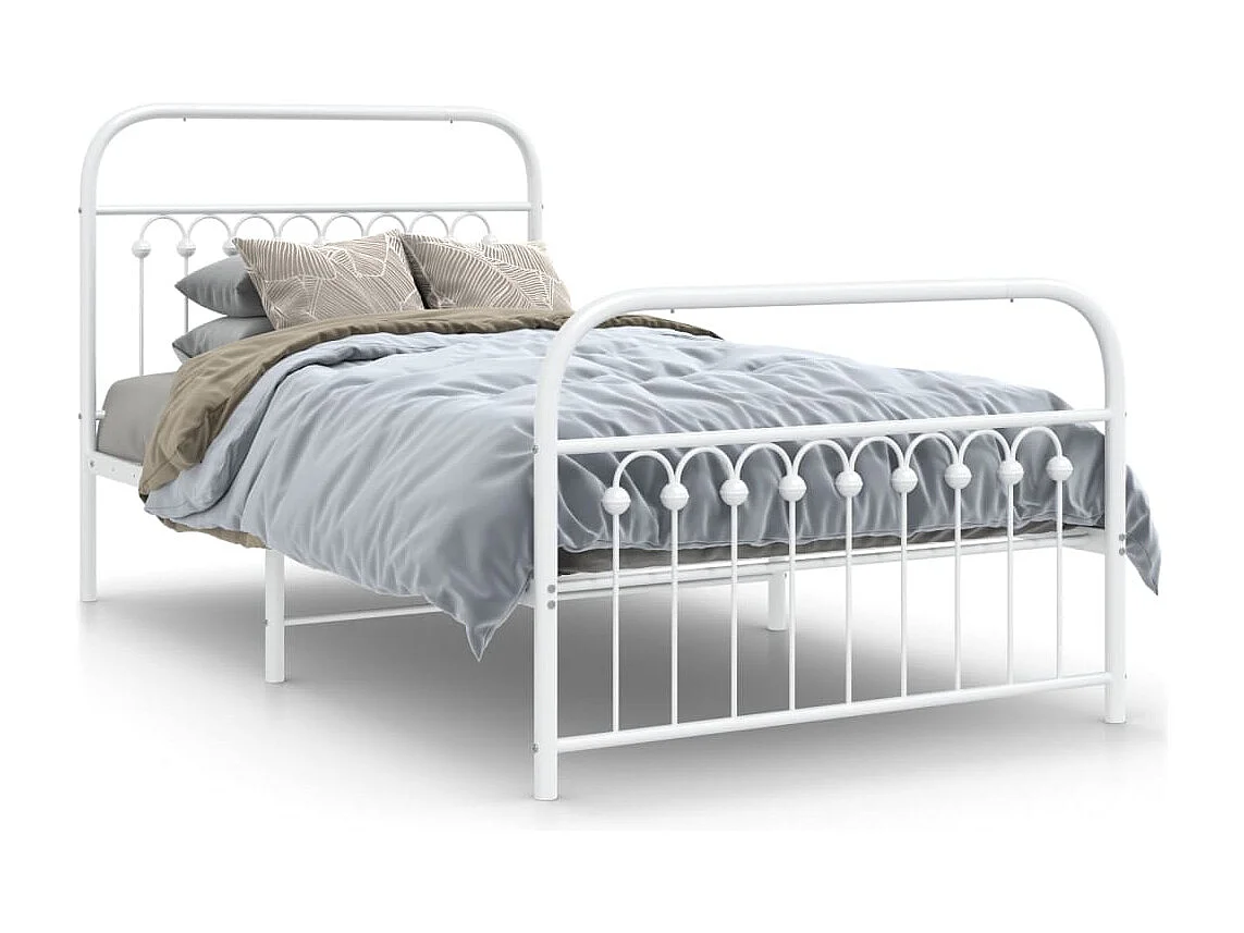 Bedframe met hoofd- en voeteneinde metaal wit 100x200 cm