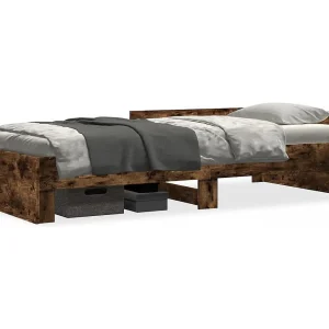 Bedframe zonder matras hout gerookt eikenkleurig 100×200 cm Bedframe zonder matras hout gerookt eikenkleurig 100×200 cm