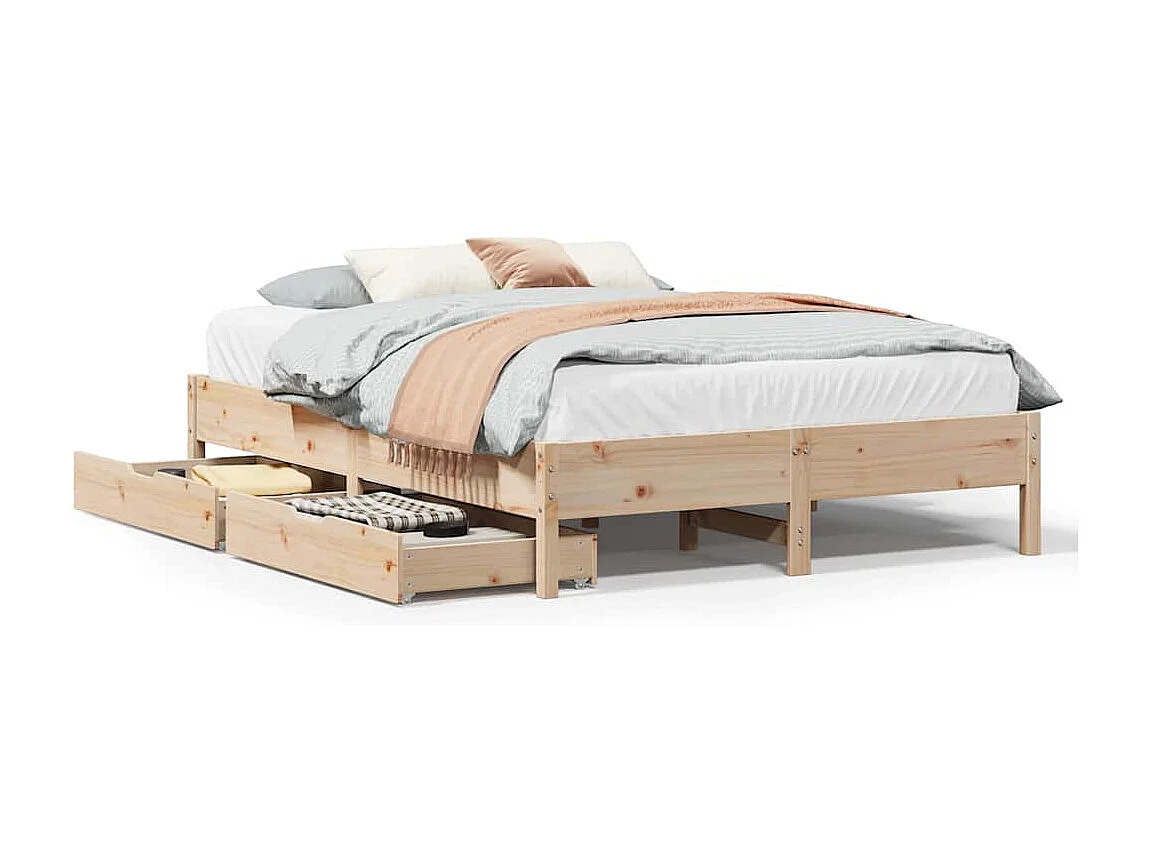 Bedframe zonder matras massief grenenhout 140x190 cm