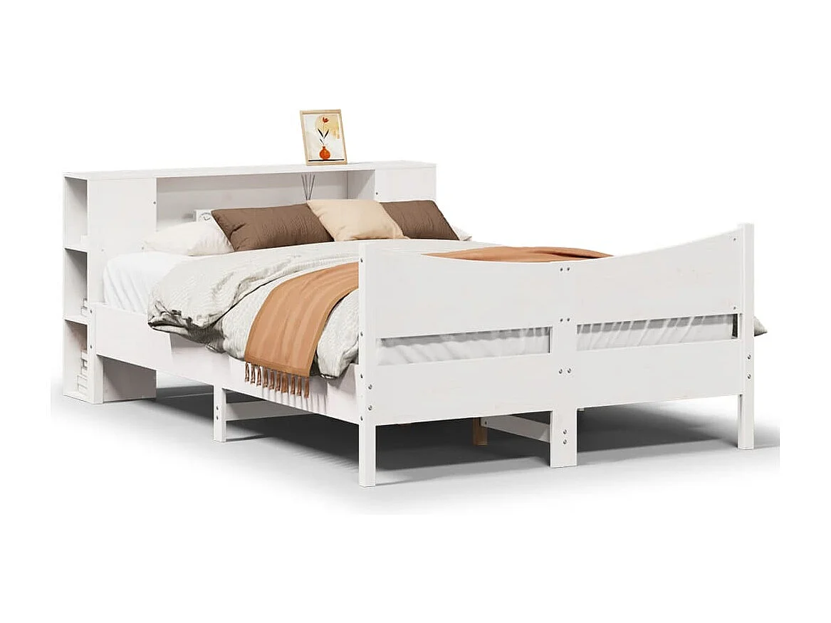 Bedframe zonder matras massief grenenhout wit 140x190 cm